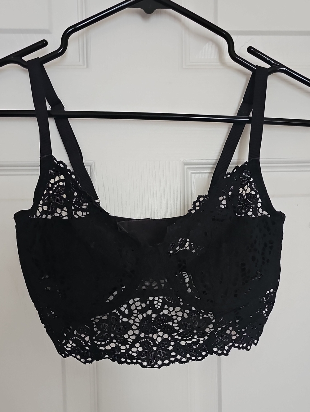DKNY Black Lace Bralette with Crochet Detail